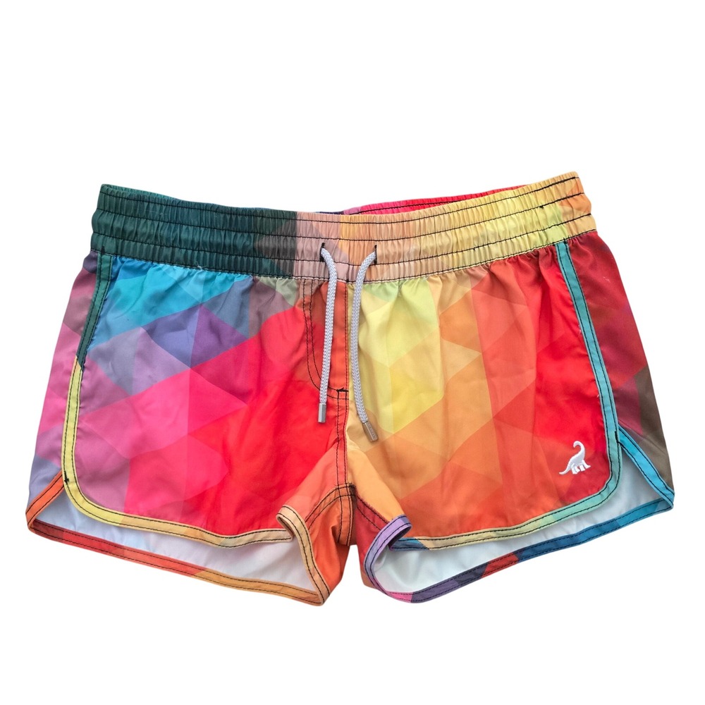 SurfCuz Board Shorts Womens M Geometric Mosaic Multicolor Swim Trunks
